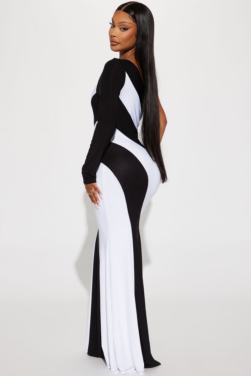 black and white maxi dresses